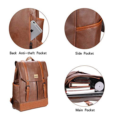 ZEBELLA Womens Leather Backpack Vintage Brown Travel Daypack College Bookbag-Light Brown 