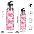 thumbnail image 2 of 600ml Vacuum Insulated Sports Water Bottle with Foldable Straw Stainless Steel Portable Thermos Cup Pink Cute Bows, 2 of 7