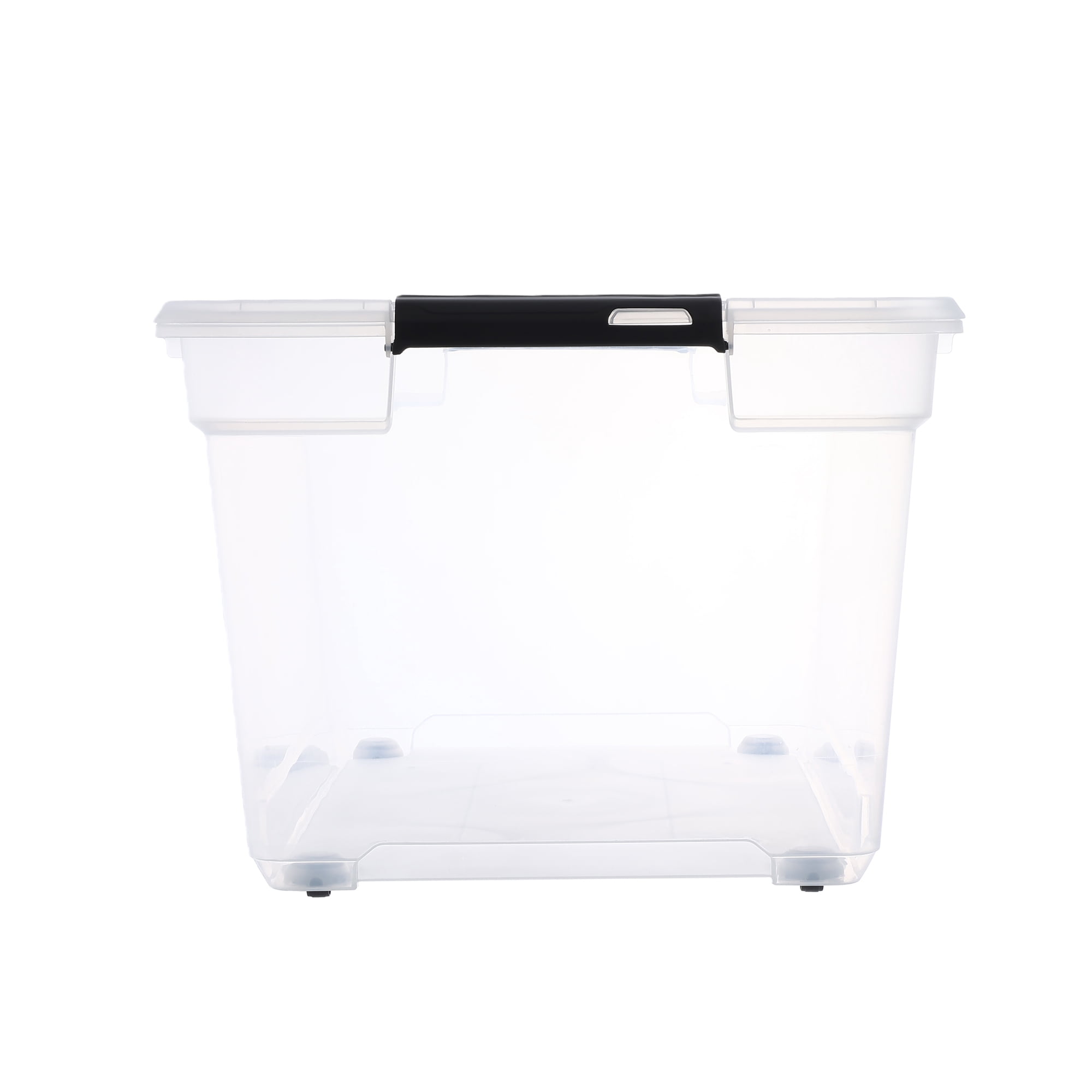 Ezy Storage 84.5 Qt Clear Plastic Tote, Latching Lid and Removable Wheels, 8 Pack