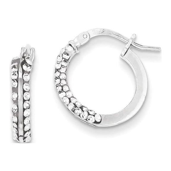 White Sterling Silver Earring Hoop Women'S Crystal 16 mm 15