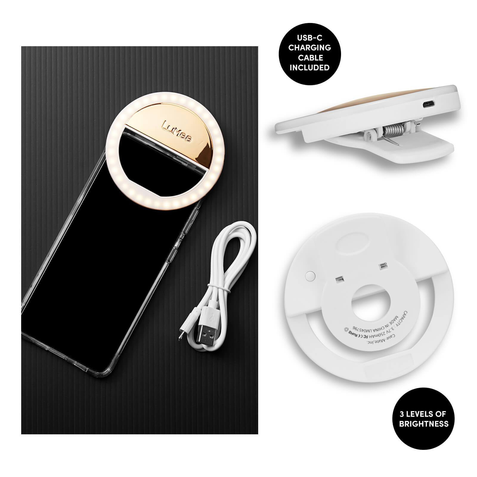LuMee Studio 10” LED Clip-on Ring Light USB Charging Cable, Gold