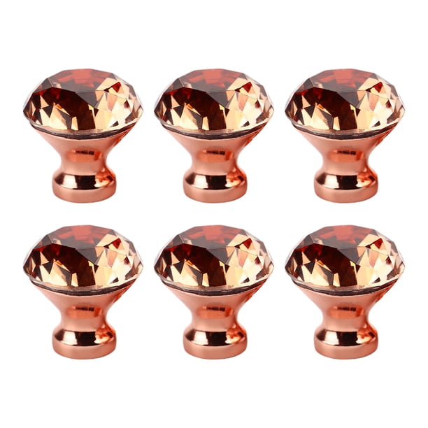 EeaseMX pomos de cristal con diseño de diamante para armarios, cajones, armarios de cocina y muebles con tornillos (oro rosa).