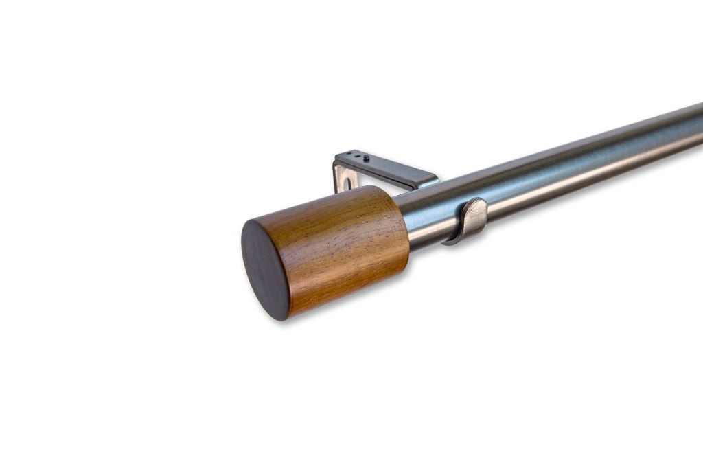 Linen Avenue Wood Cylinder Single Window Curtain Rod Set, 48 to 66-inch, Antique Silver