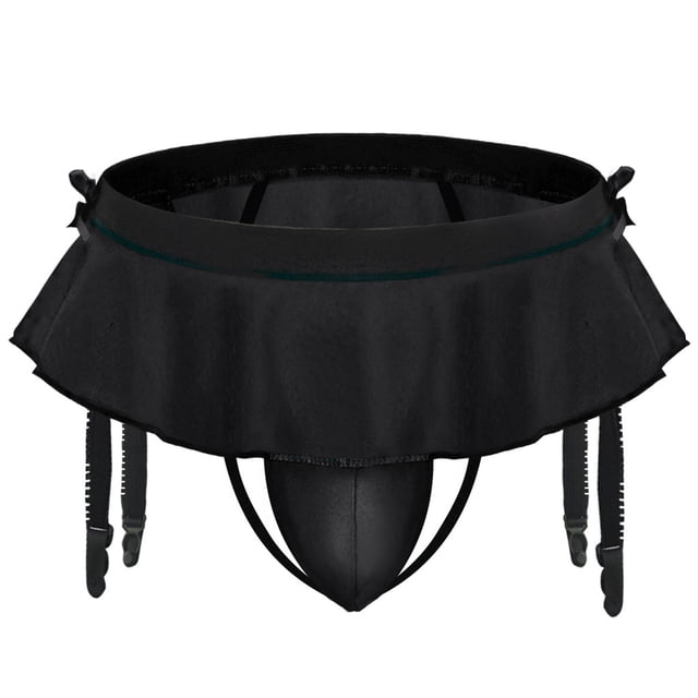 Ropa interior sexy para hombre, ropa interior con tirantes, calcetín, tanga, pantalones, falda con doble Ding