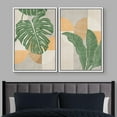 thumbnail image 2 of IDEA4WALL Framed Canvas Print Wall Art Set Mid-Century Jungle Monstera Palm Landscape Digital Art Decorative Bohemian Colorful Chic Artwork for Living Room, Bedroom, Office - 16"x24"x2 White, 2 of 5