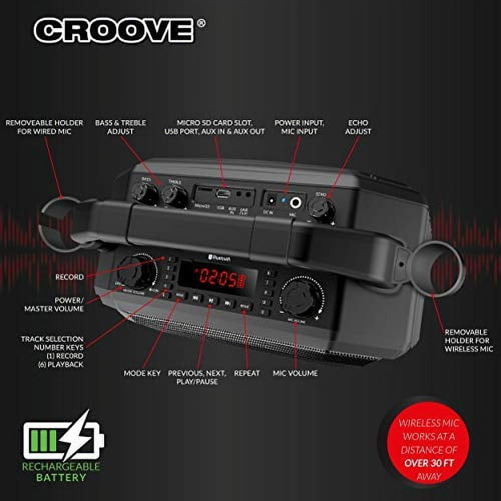 Karaoke Machine With 2 Wireless & Wired Microphones Portable Pa Speaker System