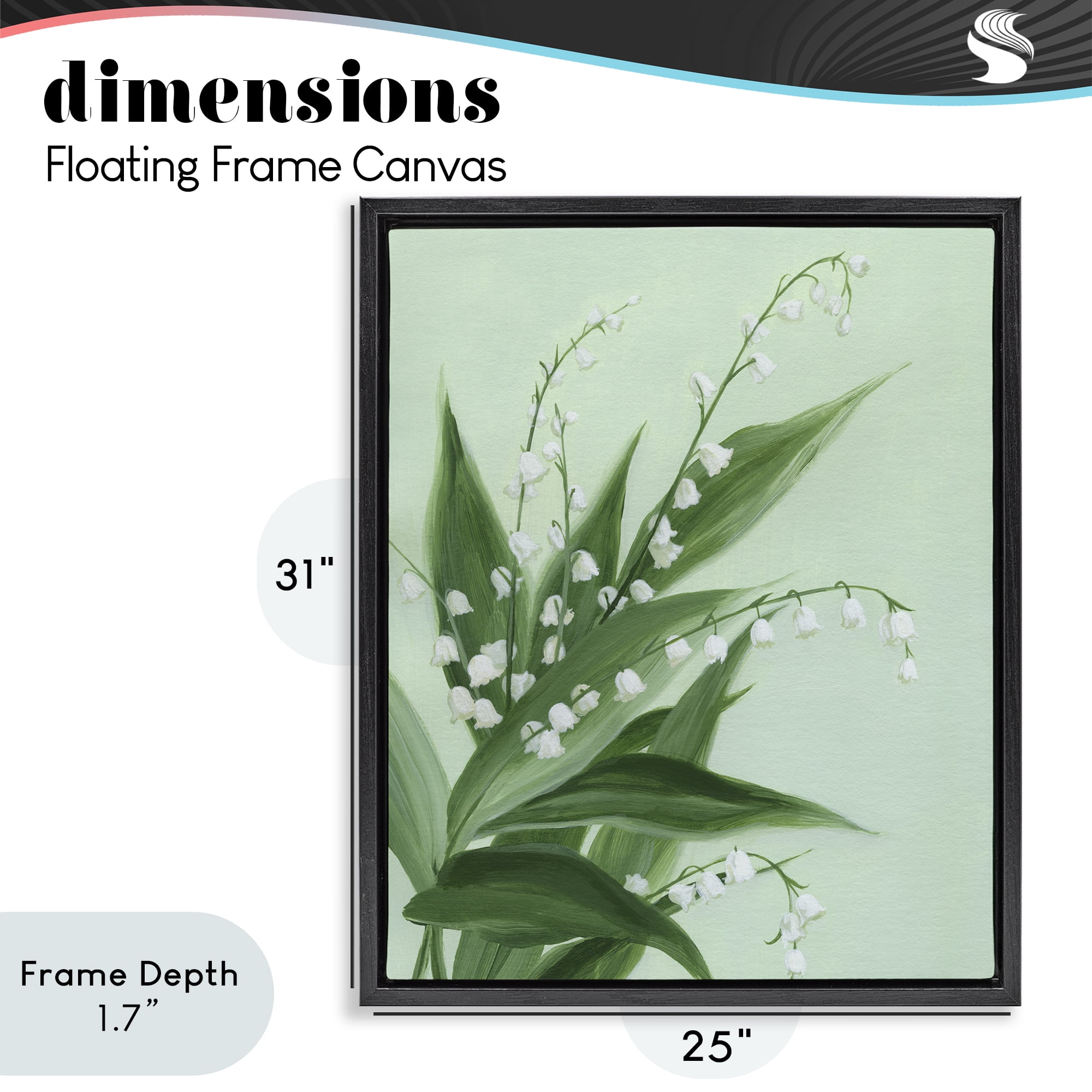 Stupell Industries Verdant Lily Of Valley Black Framed Floater Canvas Wall Art, design by Grace Popp