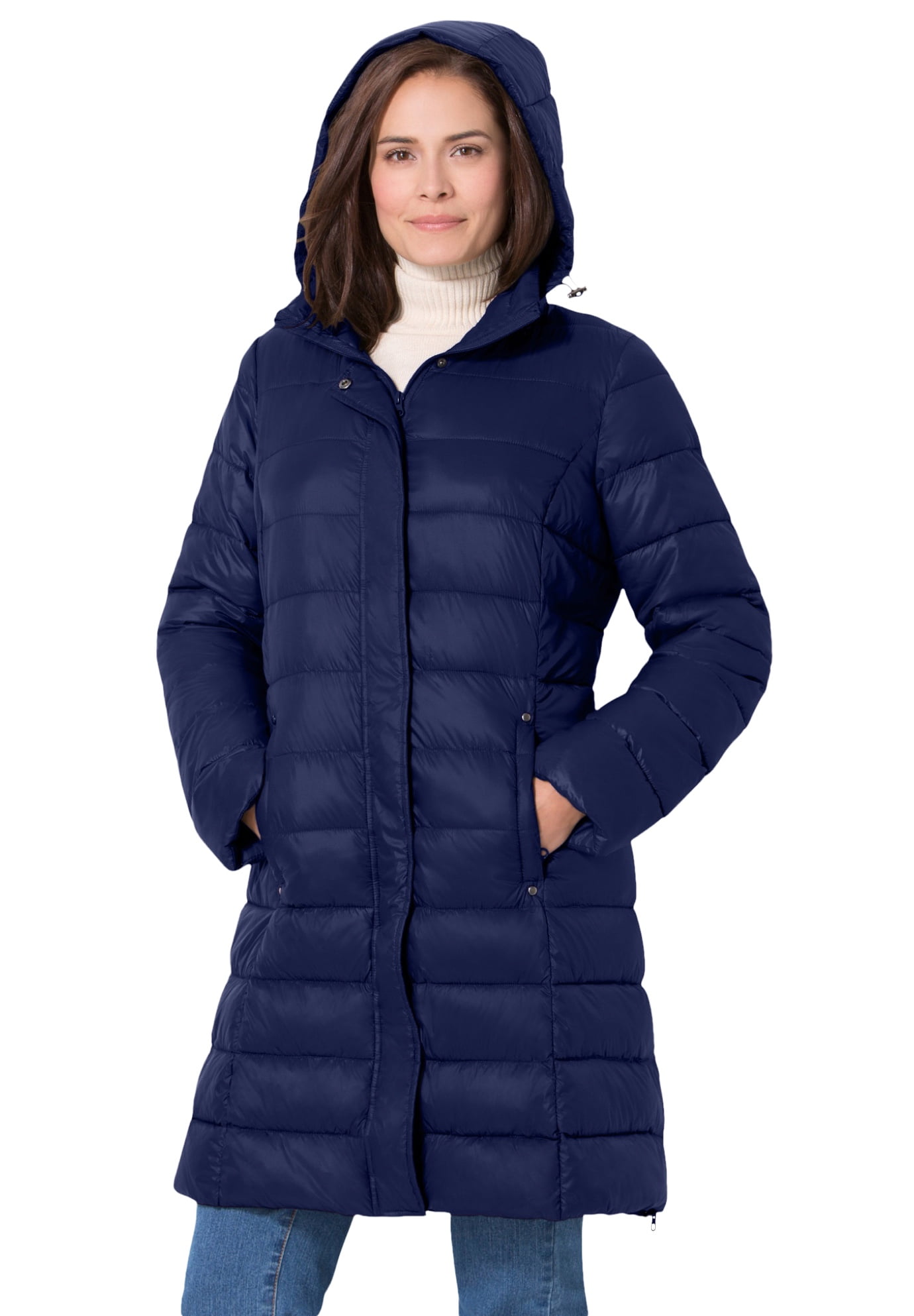 blue puffer coat