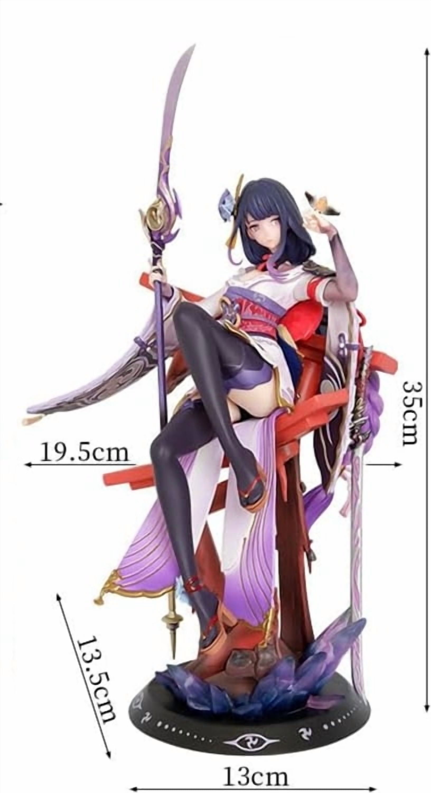 Raiden Shogun Figure Sitting Big Size Raiden Shogun Genshin Impact Anime Figures 35cm/13.8inch PVC Game Character Model Decoration Craft Gift