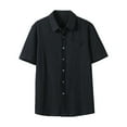 thumbnail image 2 of Fnnxeal Mens Casual Button Down Shirts, Men's Shirt with Short Sleeves Solid Breathable Shirts Summer Shirt for Men Collared Black XL, 2 of 6
