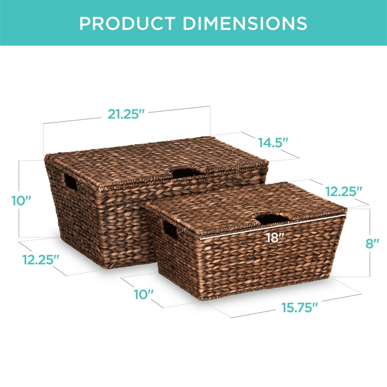 Graciadeco Nesting Water Hyacinth Storage Baskets for Toilet Tank 2 Pack  Back of Toilet Storage Basket for Toilet Paper Wicker Storage Basket for  Toilet Tank Top Woven Long Narrow Baskets for Storage