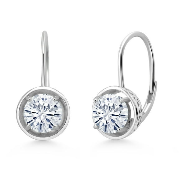Gem Stone King Moissanite Dangle Earrings for Women in 925 Sterling Silver White (2.40 Cttw, Round 7MM)
