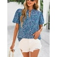 thumbnail image 6 of PRETTYGARDEN Boho Short Sleeve Floral Work Blouses for Women Dressy Casual V Neck Puff Sleeve Loose Chiffon Flowy Tops Shirts, 6 of 7
