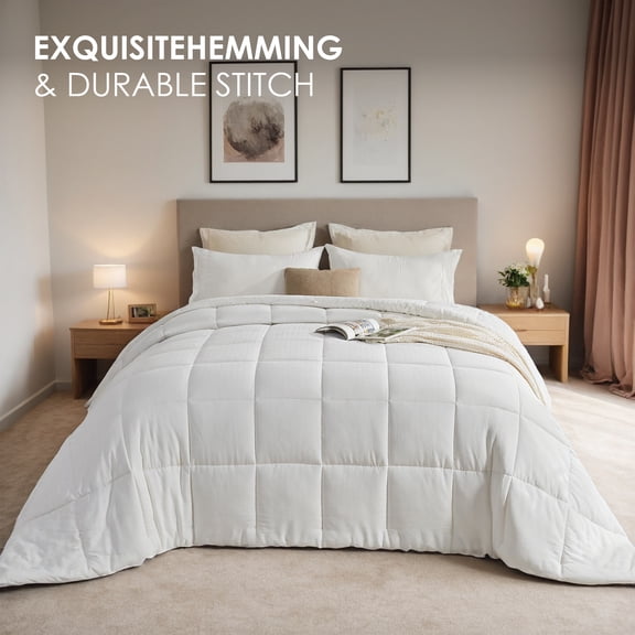 Oversized White Checkered Duvet Insert Offers breathable comfort and warmth for all season use. Perfect for bedrooms, guesthouses, and hotels. Ensures year round coziness.