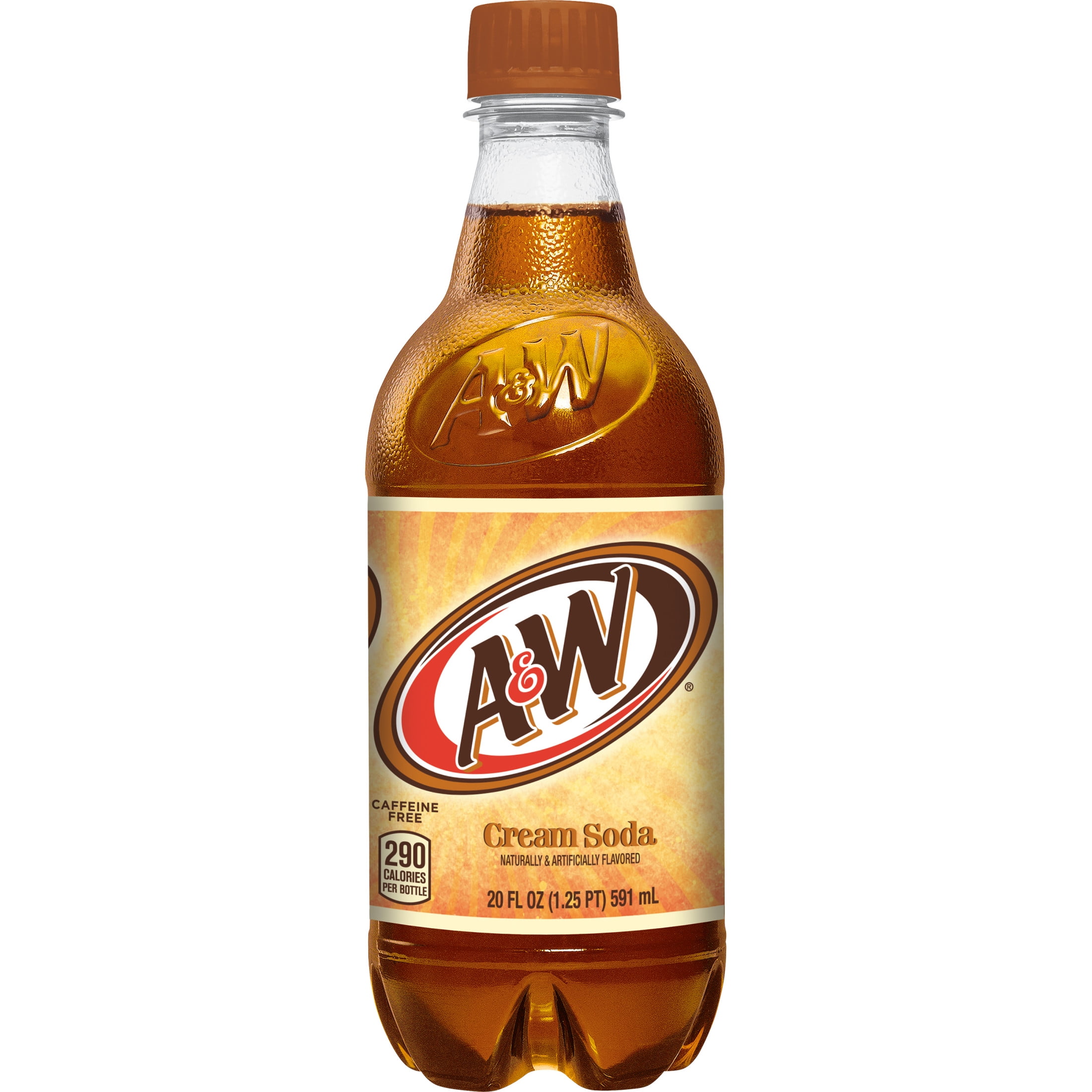 A&W Cream Soda Bottle 20 fl oz Classic Soft Drink with Vanilla