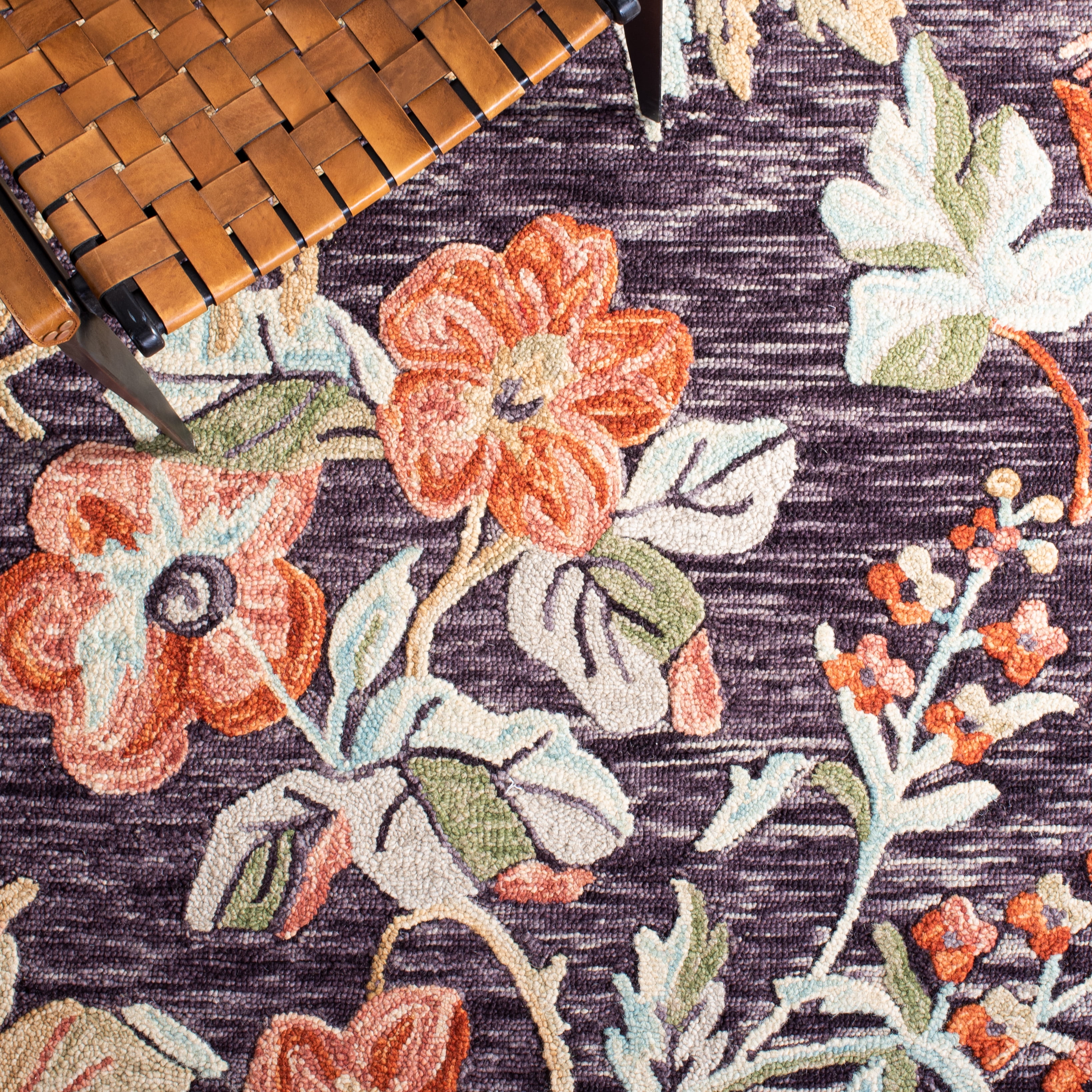 SAFAVIEH Aspen Dorothea Floral Area Rug, Charcoal/Orange, 5' x 8'