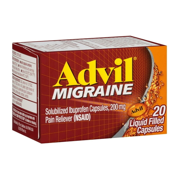 Advil Migraine Headache Relief, Ibuprofen 200mg for  Nausea Relief - 20 Liquid Filled Capsules