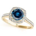 thumbnail image 1 of 1.35 Ct Halo Unique Design Blue Diamond Engagement Wedding Ring - 14K Gold, 1 of 7