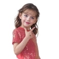 thumbnail image 4 of GiLiling Girls Sequin Performance T Shirt Short Sleeved Summer Lightweight Comfy Soft Casual Round Neck Top (Red, 11-14 Years), 4 of 4
