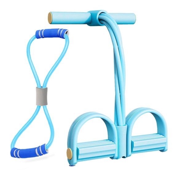 Koiauber 6-Tube Pedal Ankle Puller Figure 8 Resistance Band Elastic Yoga Sit-up Pull Rope with Handle Pedal Tensioner Exerciser Workout Equipment