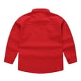 thumbnail image 3 of Dweltoz Boys School Uniform Long Sleeve Solid Button Up Top Classic Collared Dress Shirt Back to School Clothes,Red 10-11Years, 3 of 8