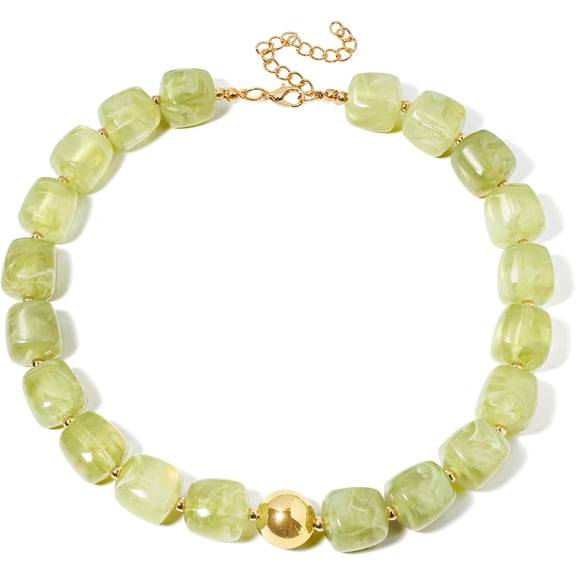 Summer Jewelry Square Chunky Beaded Necklace for Women Trendy Statement Colorful Beach Acrylic Resin Bead Punk Y2k Choker Necklaces Boho Charm Fashion Accessory Jewelry