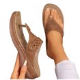 thumbnail image 2 of Xfvqtps Orthopedic Sandals for Women Wedge Shoes Flip Flops Arch Support Hollow out Soft Sole Comfortable Breathable Casual Summer Beach Walking Sandals Brown, 2 of 9