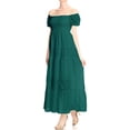 thumbnail image 3 of Womens Off Shoulder Boho Lace Semi Sheer Smocked Party Maxi Long Dress, 3 of 7