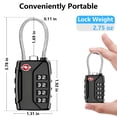 thumbnail image 2 of Rirool 4 Pack TSA Approved Luggage Locks, 4 Digit Combination Travel Cable Locks with Resettable Code, Zinc Alloy Padlocks for Suitcase, Backpack, Gym Locker & Toolbox, Black, 2 of 8