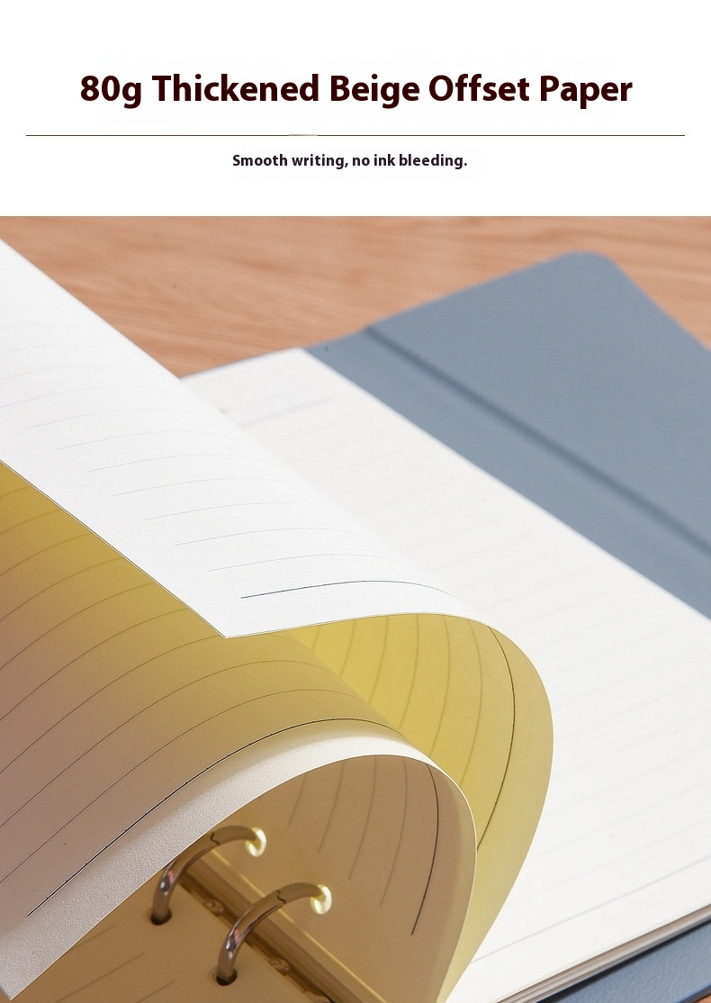 Leather A5 Notebook Binder - 6 Ring A5 Binder PU Leather Binder Refillable Notebook -Brown-Comes with packaging box and pen
