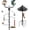 Black-With Squirrel Baffle, variant on Urban Deco 91inch Bird Feeder Station Upgraded Bird House Pole Heavy Duty Bird Feeder Pole Thickened Pole with 4 Hooks,Wind-Resistant Water Bowl, Mesh Tray, Y-Shape Platform Bird House Frame for Yard
