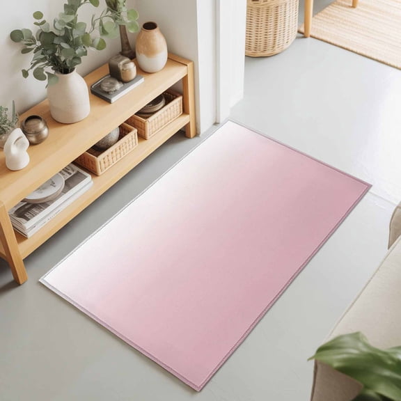 Rectangle Area Rug 2x3ft,Pink White Gradient Color Washable Carpet Non-Slip Runner Accent Rugs Indoor Floor Mat for Bedroom Living Room Decor,Ombre