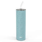 Zak Designs 20 Ounce Stainless Steel Vacuum Insulated Gem Tumbler, Cool Aqua Glitter