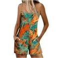 thumbnail image 3 of QATAINLAV Women Summer Casual Sleeveless Rompers Spaghetti Strap Shorts Overalls Fashion Boho Floral Outfits 2025 Jumpsuit with Pockets Multicolor L, 3 of 6