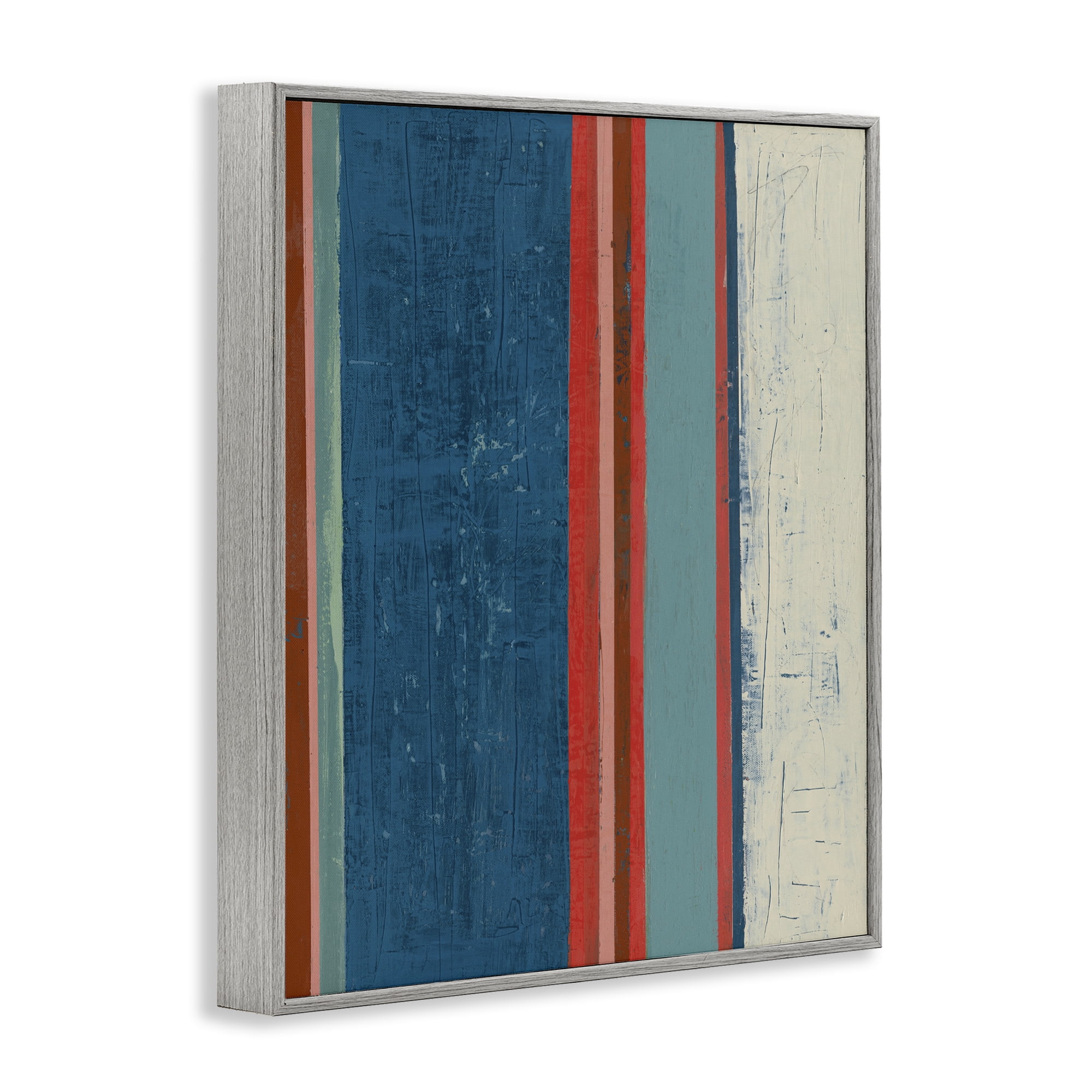 Stupell Industries Farmhouse Rustic Stripes Abstract Painting Gray Framed Art Print Wall Art, 11 x 14