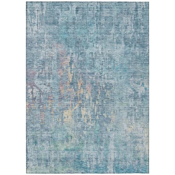 HomeRoots 607863 8 x 10 ft. Blue Abstract Washable Indoor & Outdoor Rectangle Area Rug