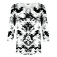 thumbnail image 4 of BVOFAR Women's Western Ethnic Style Tops Round Neck 3/4 Sleeve Shirts Casual Aztec Print T-Shirts Plus Size Loose Fit Blouses, 4 of 5