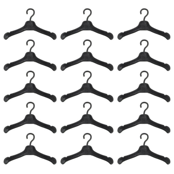 Qiysamall 50Pcs Clothes Hangers Outfit Hanger Miniature Clothes Hanger Clothes Accessories ( Black )