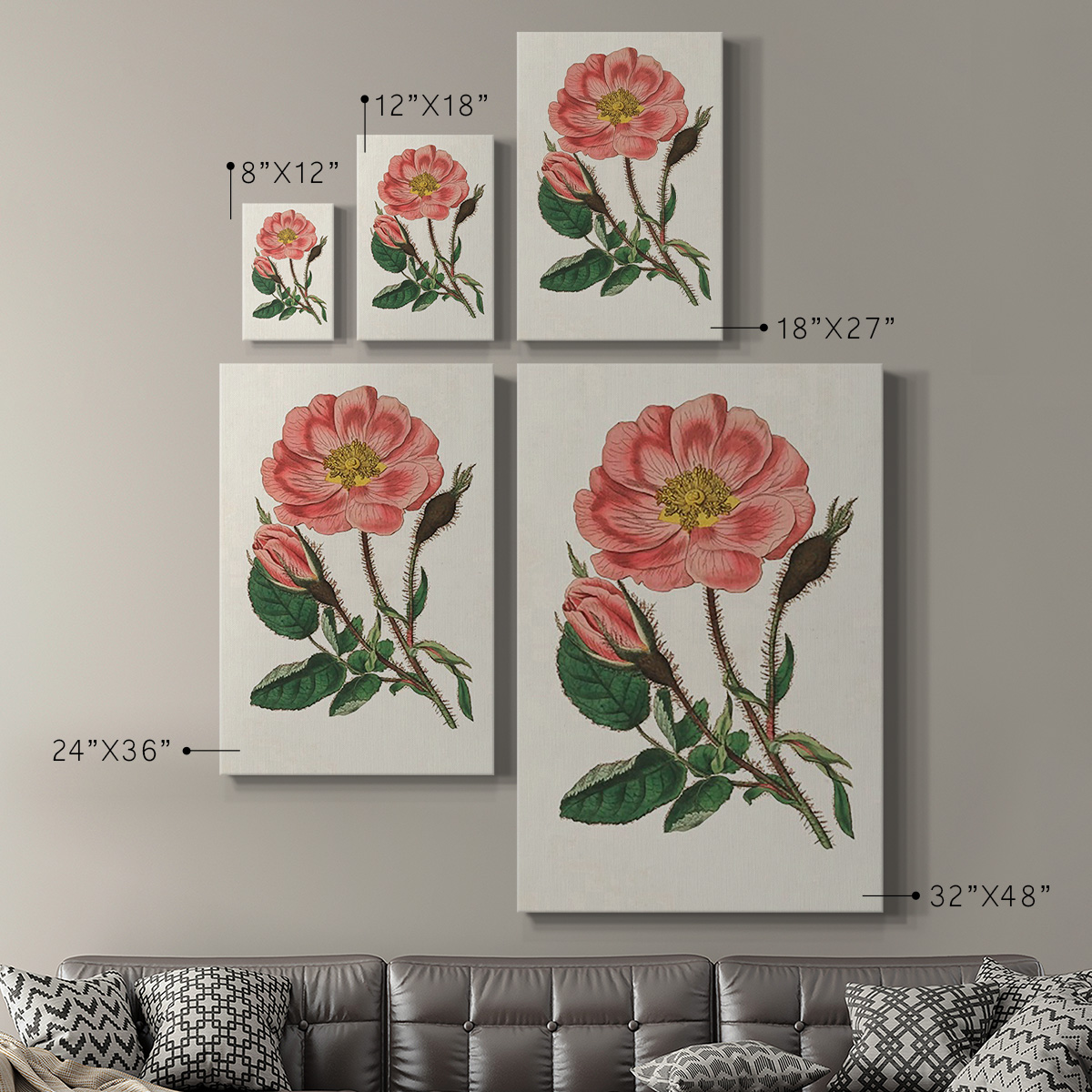 Pink Floral Mix IX Premium Gallery Wrapped Canvas - Ready to Hang