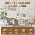 thumbnail image 3 of 59"-90" Extendable Dining Table for 4-8 People, Modern Oval Kitchen Table with Dual Pillar Design, Space Saving Extendable Meeting Table for Small Spaces, Natural, 3 of 7