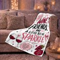 thumbnail image 6 of Wine Friends Sparkle Clinking Glasses Cheerful Feminine Art, Cozy Friendship Quote Scene, Warm Flannel Blanket for Living Room and Reading Nook, Art Lovers Friendship Gift, Artistic Home Decor, 6 of 9