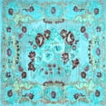 thumbnail image 1 of Ahgly Company Indoor Square Abstract Light Blue Contemporary Area Rugs, 5' Square, 1 of 4