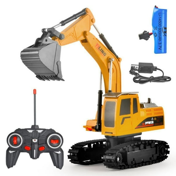 Godderr Toddler Toy Car Kids Remote Control Excavator Toys Rechargeable Engineering Sand Digger Construction Car Toys for Boys and Girls 3-9 Years Old