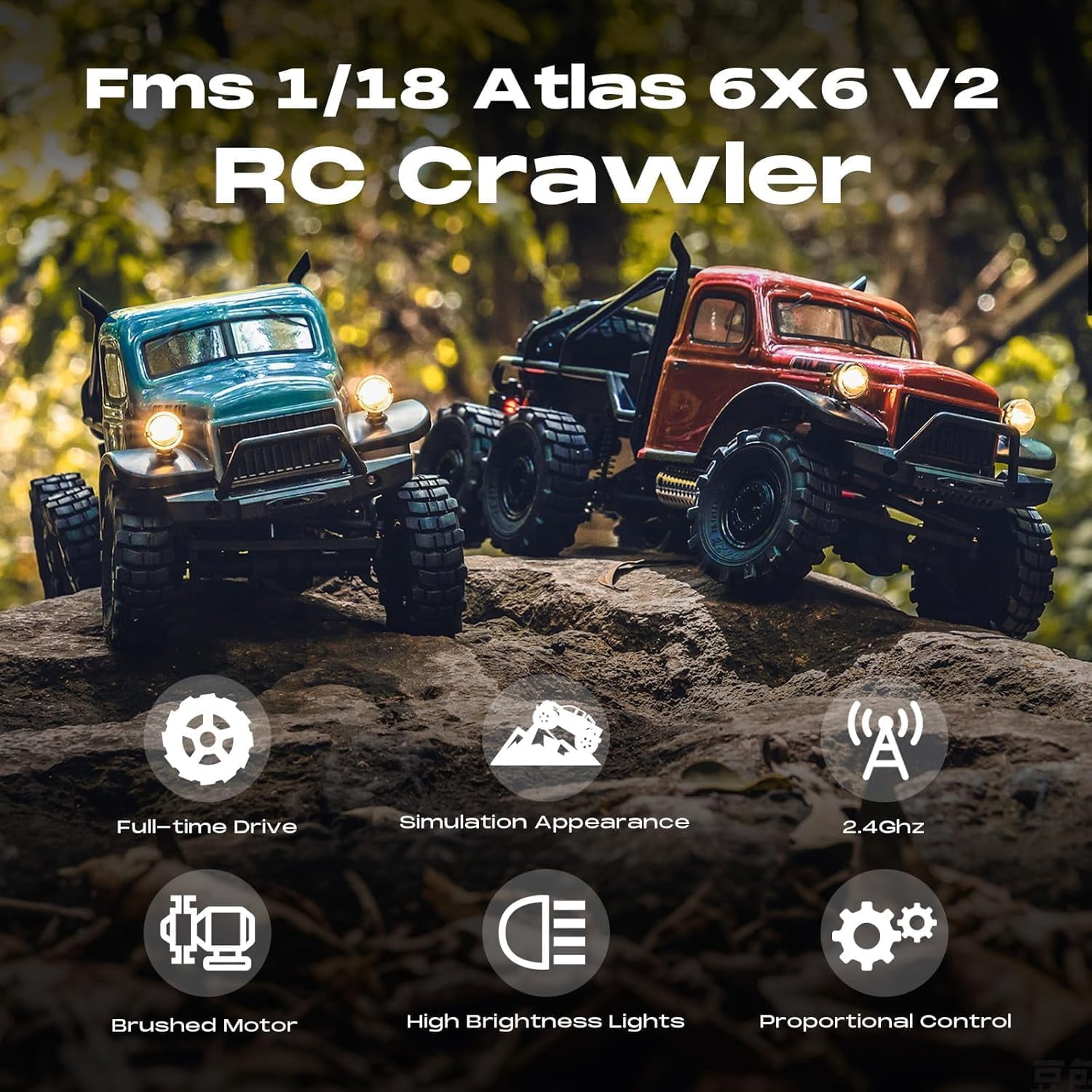 FMS Atlas 6x6 1/18 RC Crawler RTR Red - Walmart.com