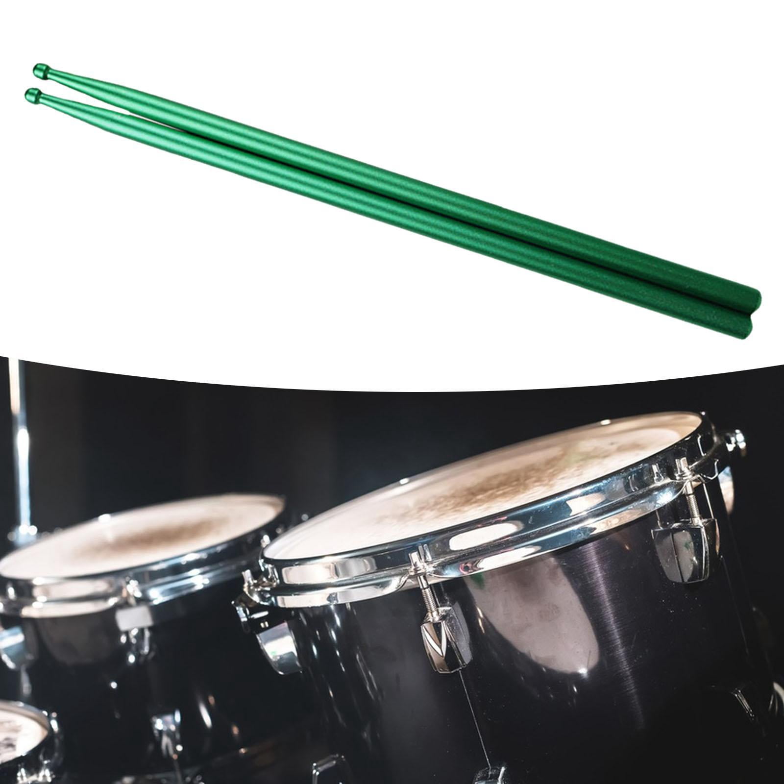 LeeQinersw 2Pcs Aluminium Alloy Drum Sticks Music Band Drumsticks Anti Slip Drum Mallet for Green