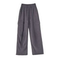 thumbnail image 4 of CAIVO Women's Solid Color Fashion Sport Pants High Waisted Drape Work Pants Loose And Casual Pants Slacks Trousers Boho Streetwear, 4 of 7