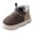Coffee, variant on Kids Boys Girls Winter Cloud Warm Home Plush Slippers on Cozy Soft Cover House Slippers Red