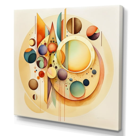 Designart Warm Minimalist Circular Abstract I Canvas Wall Art