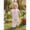 thumbnail image 5 of Toddler Girls Plaid Jumpsuit - Easter Egg Sleeveless Bells-Bottom Romper with Bunny Embroidery Neck Strap Ruffled Leg Outfit for Baby Kids 12 Months To 5 Year, 5 of 7