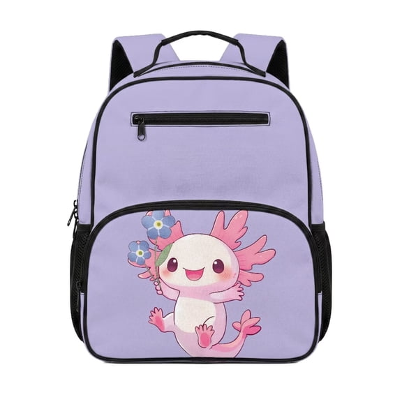 Jeiento Axolotl 13.5 Inch Preschool Bookbag, Toddler Shoulder Bag, Dual Carry Practical Kids Bag for Daily School Play Gathering